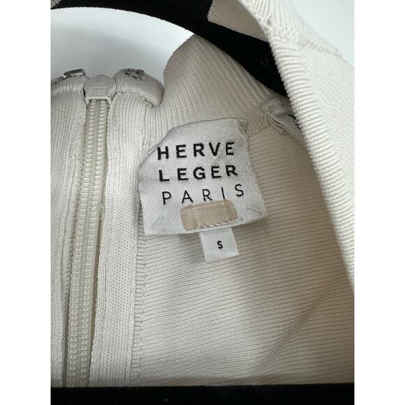 Herve Leger Icon Cutout White T-shirt Mini Dress Small - Picture 6 of 7